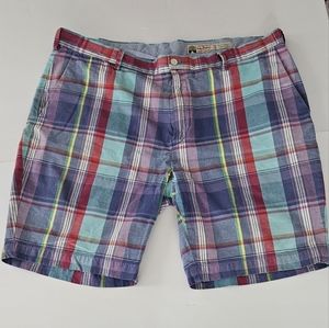 Polo Ralph Lauren Mens India Madras Linen Cotton Shorts SZ 40 Blue Pla…